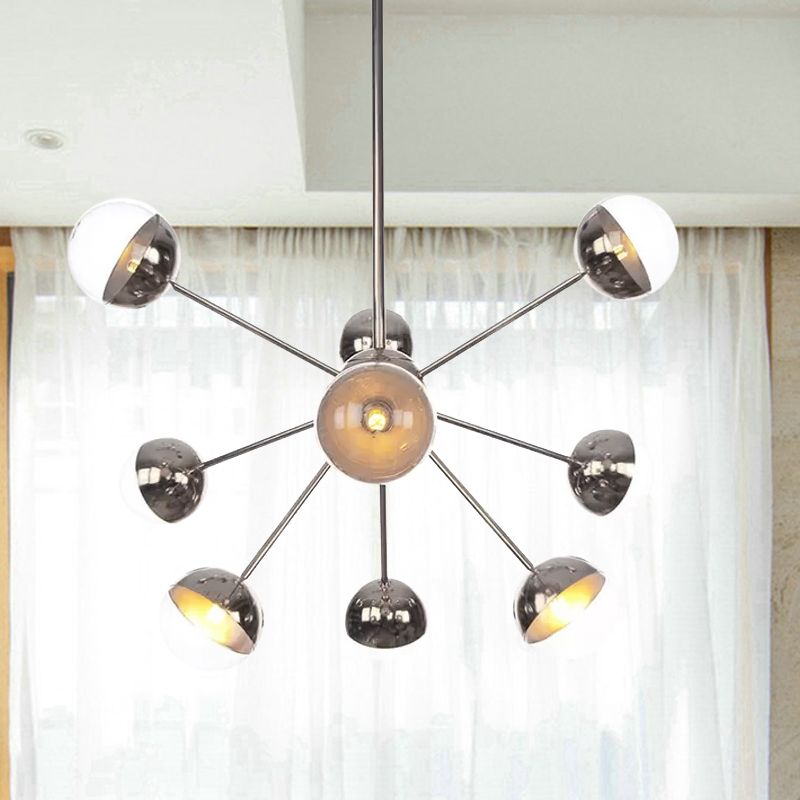 Semi-encastré Globe pour salle à manger, verre blanc/transparent/gris fumée, 9/12/15 lumières, luminaire semi-encastré contemporain en cuivre/chrome/or