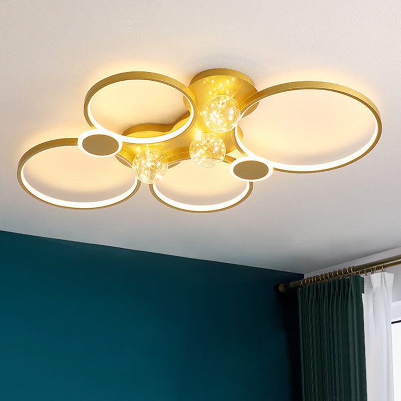 Plafoniera moderna da incasso a LED in metallo dorato per soggiorno