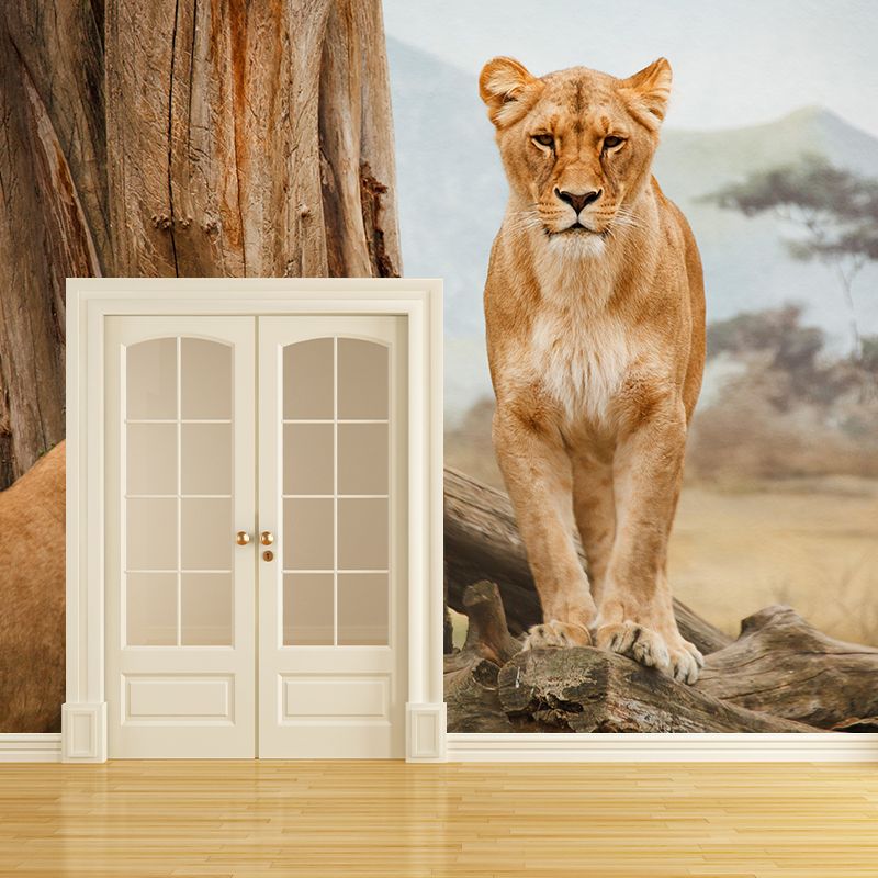 Lioness Mural Decal Contemporary Wallpaper Eco-friendly Wall Decor for Bedroom