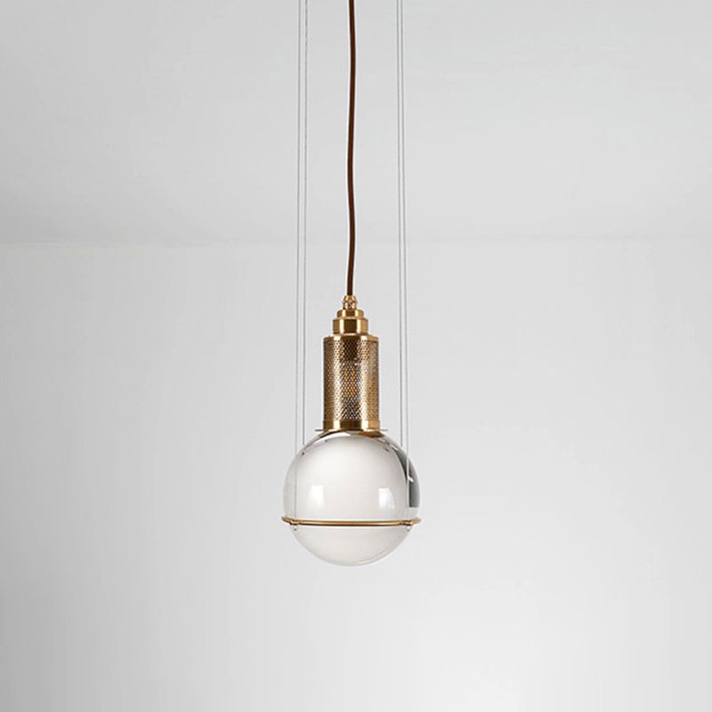1 Light Pendant Light Modern Minimalist Globe Clear Crystal Shade Hanging Lamp for Living Room