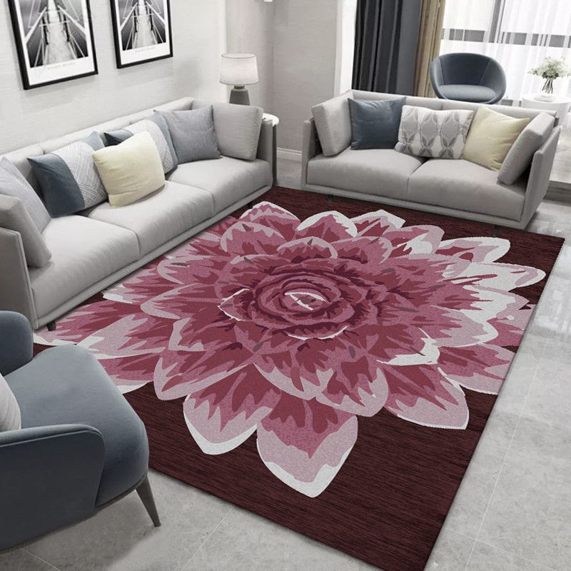 Multicolor Modern Area Carpet Polyester Floral Ink Printing Indoor Rug Easy Care Carpet for Living Room