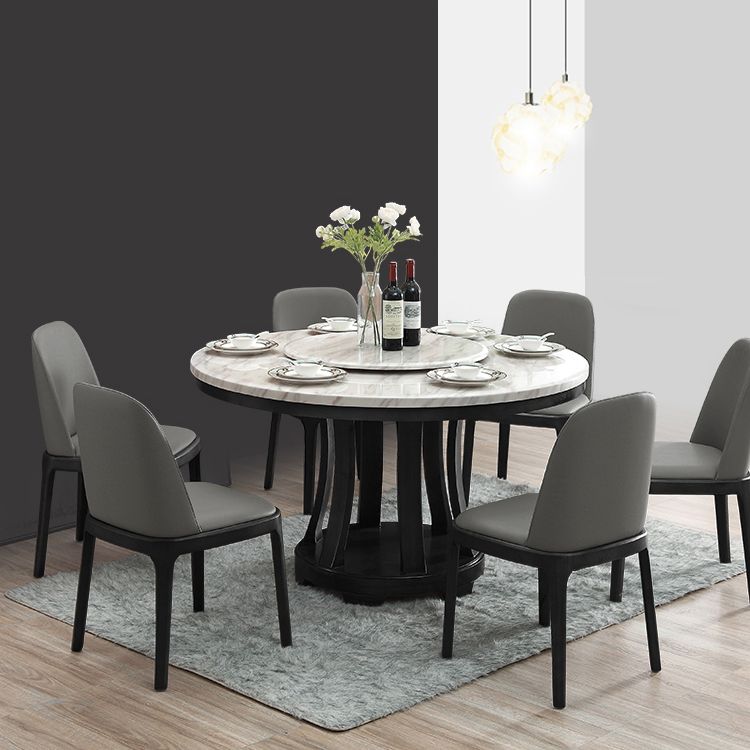 Sintered Stone Dining Table Modern White Convertible Furniture with Pedestal Base for Home