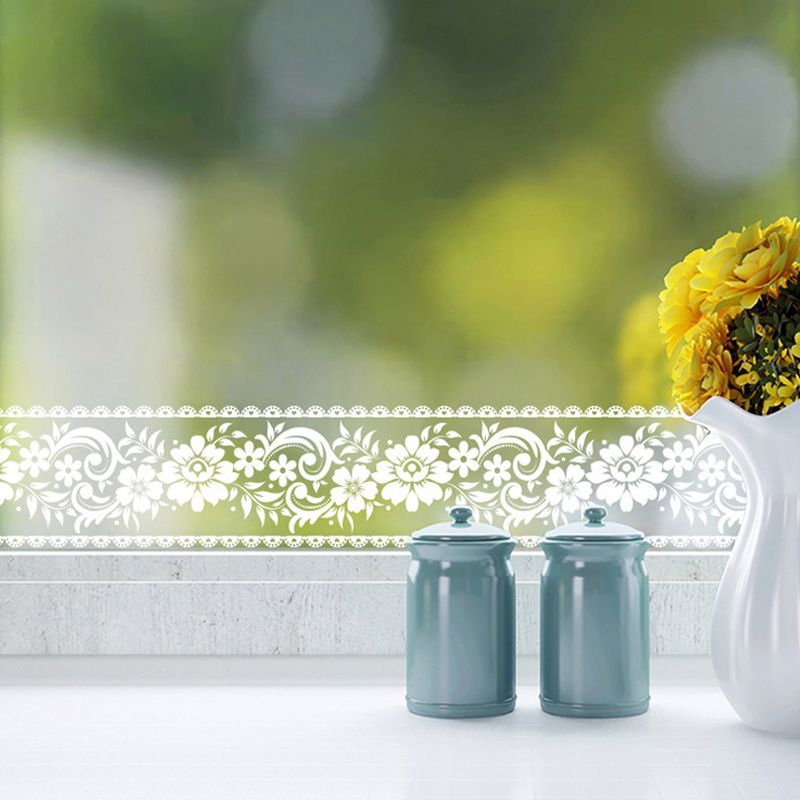 Flower Trim Stick Wallpapers Set of 2 Pcs White Country Style Wall Decor for Bathroom