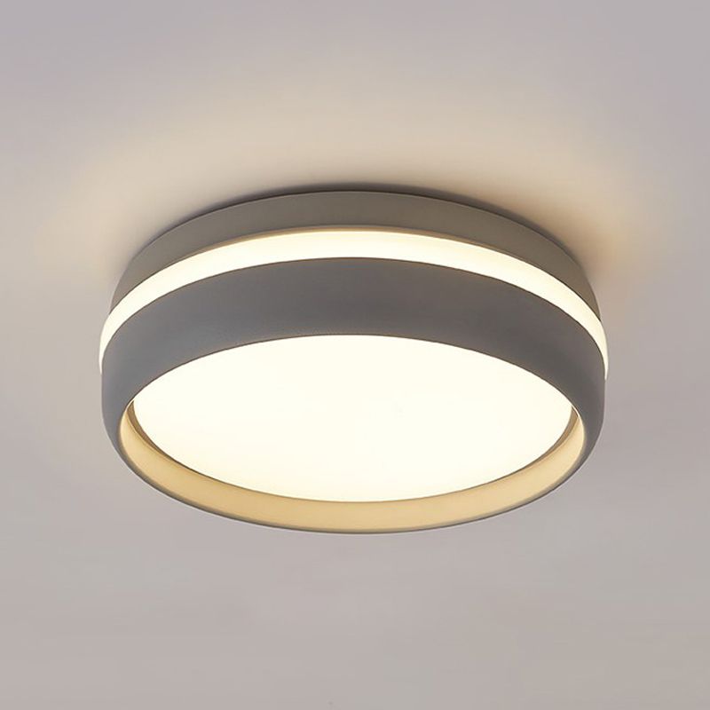 Petit plafonnier LED intégré en acrylique, petit tambour noir/gris, Kit de plafonnier en acrylique, lumière chaude/blanche