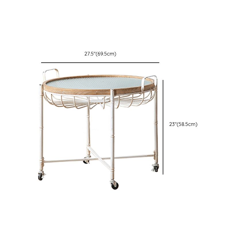 Metal Cross Legs End Table White Glass Top Accent Side Table