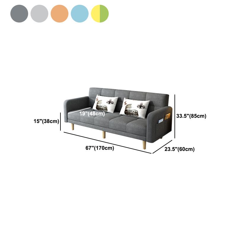 Contemporary Square Arm Sleeper Sofa Biscuit Back Convertible Sofa for Living Room