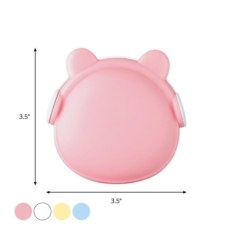Plastic Bear Wall Nightlight Cartoon Pink/Blue/White Plug-in LED Night Lighting with Light Sensor