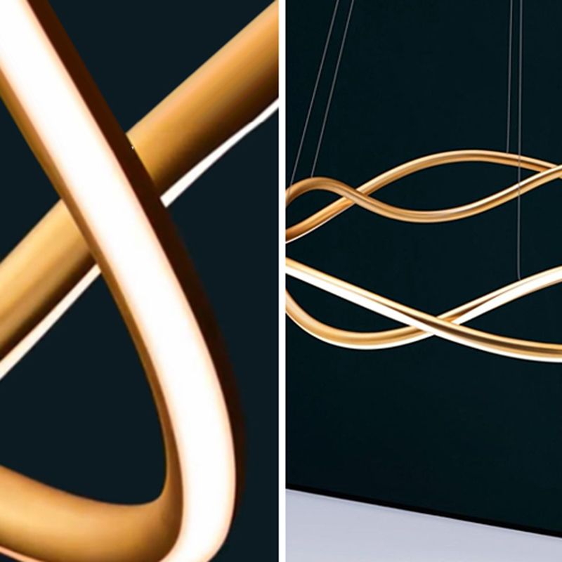 Waving Chandelier Pendant Lights Modern Metal Chandeliers in Gold Finish