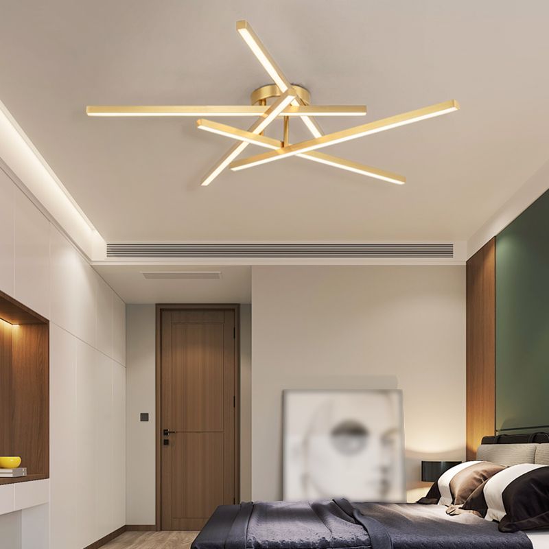 Line Shape LED Ceiling Lamp Modern Aluminium Flush Mount for Living Room