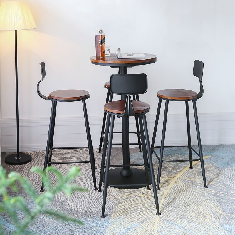 Industrial Solid Wood Bar Table Set 1/2/5 Pieces Fixed Bistro Set for Home Use