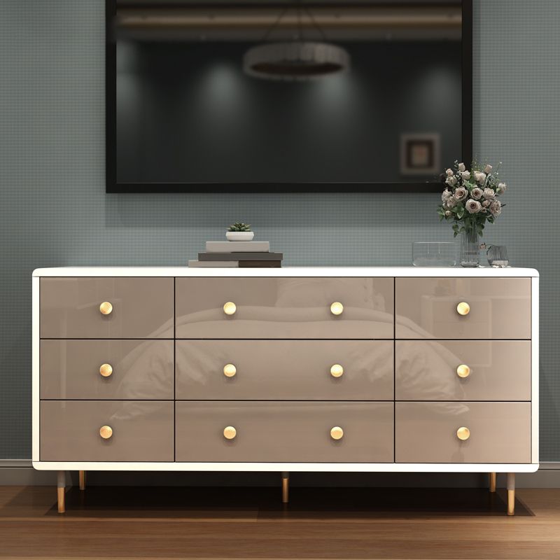 Bedroom Wooden Double Dresser White and Grey Storage Chest Dresser with Drawers