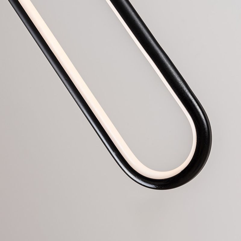 Oblong LED Hanging Lamp in Modern Minimalist Style Wrought Iron Pendant Light with Silicone Shade