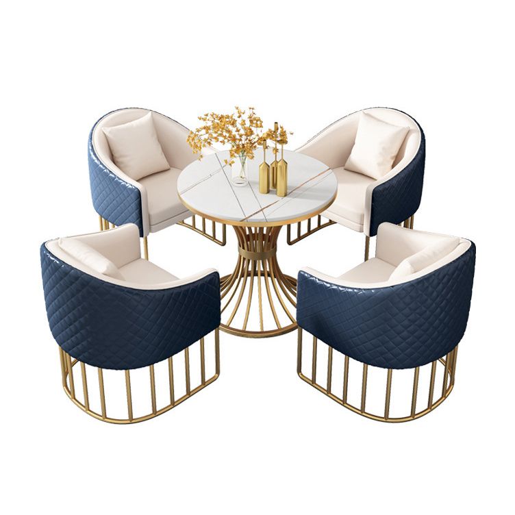 Glam Style Dining Room Set Standard Height with Pedestal Base Dining Furniture