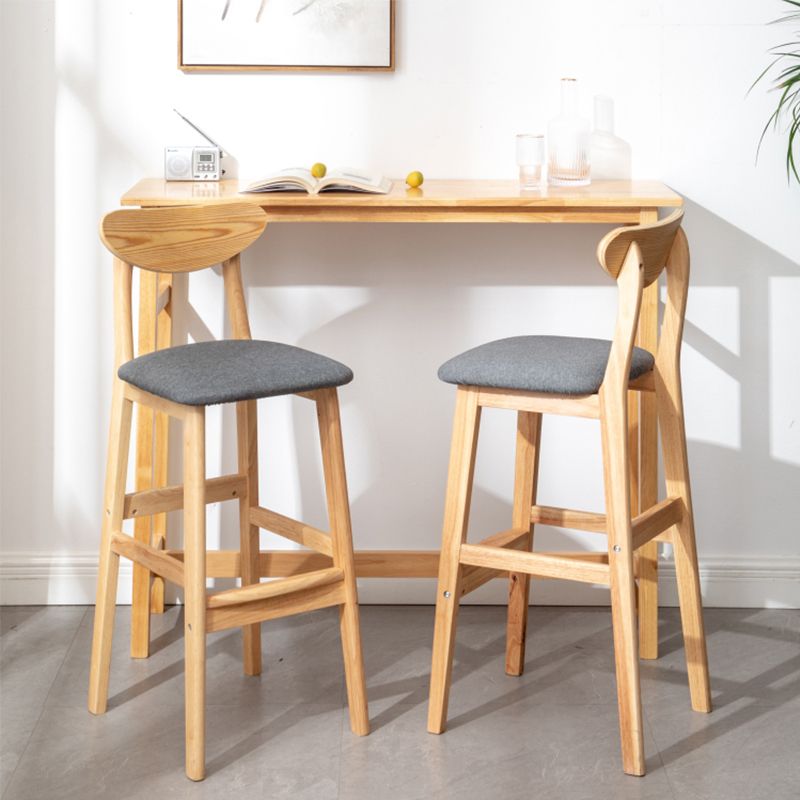 Contemporary Solid Wood Bar Table 47.2"L Trestle Base Bar Desk for Indoor