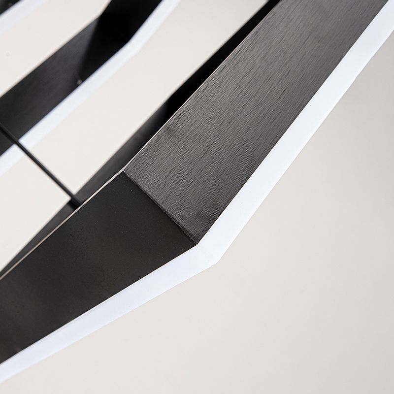 Contemporary 3-Tier LED Hanging Ceiling Lights Black Aluminum Pendant Chandelier for Living Room