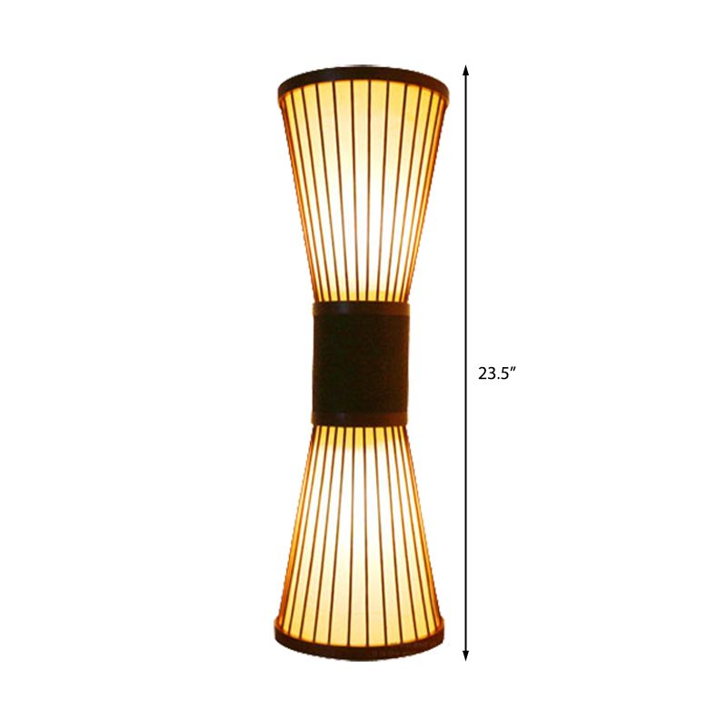 Bamboe zandloper sconce licht modern 2 lampen muurverlichting muur in brons voor woonkamer