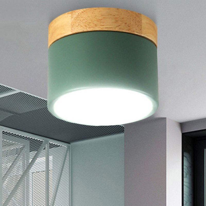 Luz empotrada de madera de aluminio con forma de tambor, luz empotrada de estilo Simple para galería de sala de estar