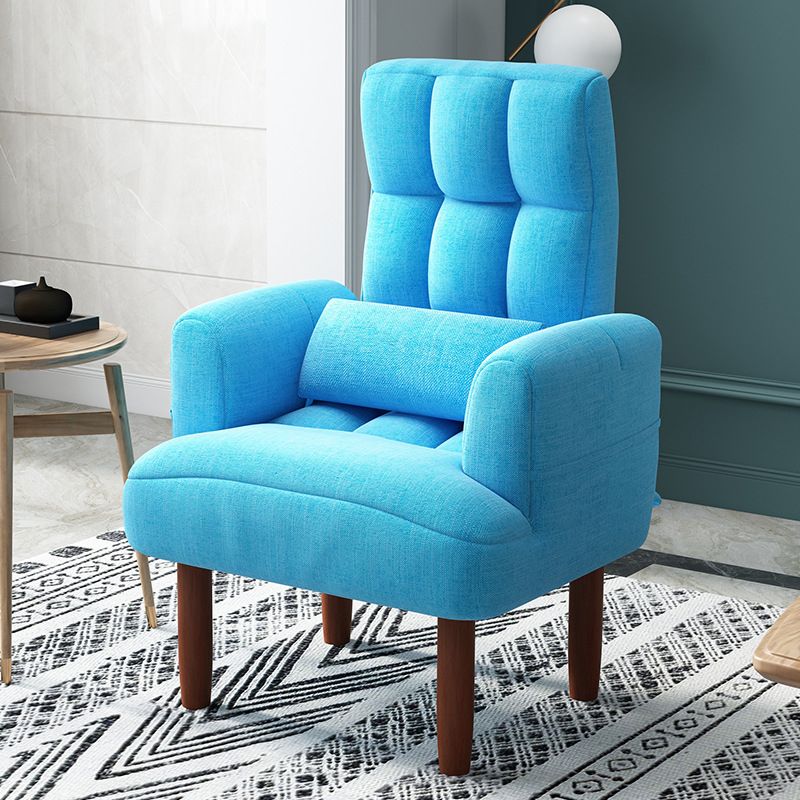 27.55"W Linen Square Arms Convertible Chair with Biscuit Back and Basic Four Legs