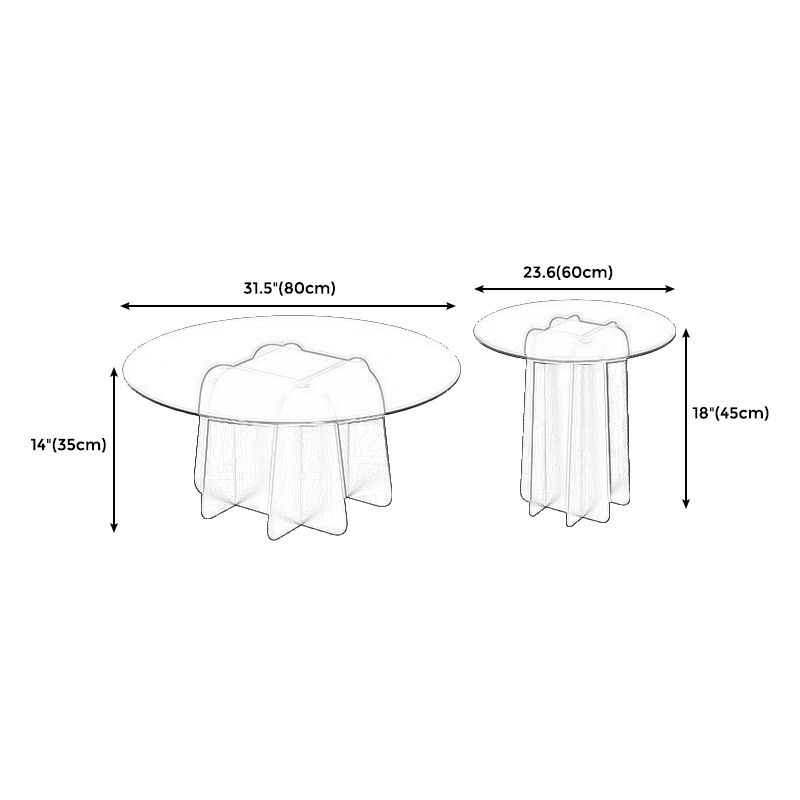 Pedestal Base Coffee Table Round Glass Cocktail Table in Black