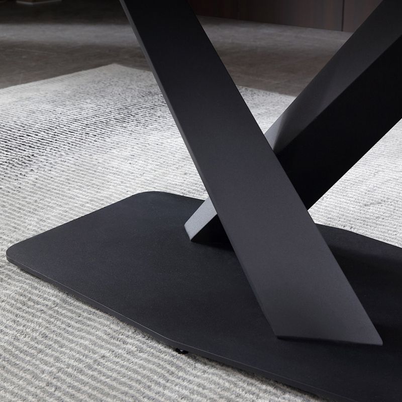 Industrial Dining Room Table Rectangle Stone Dinette Table for Dining Room