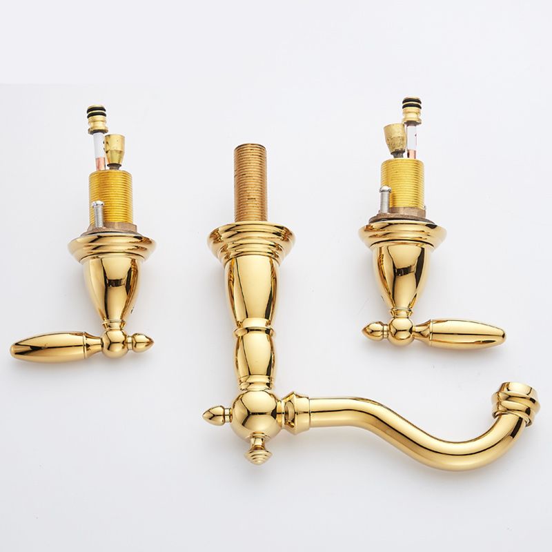 Glam Vessel Faucet 3 Holes Lever Handle Bathroom Vessel Faucet