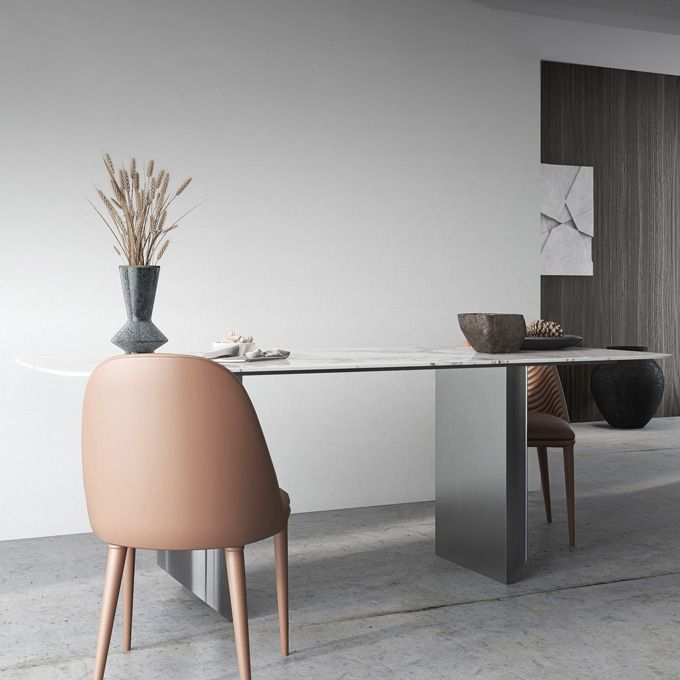 Metalen traditionele luxe rechthoekige tafel Gesinterde stenen binnentafel