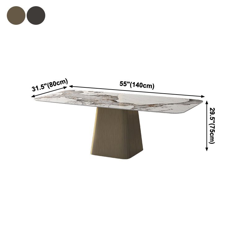 Metal Traditional Luxury Rectangle Table Sintered Stone Table,55"L x 31"W x 29"H