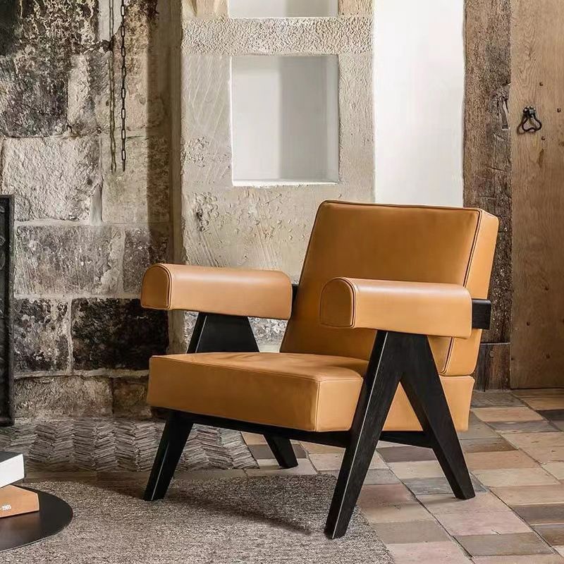 Mid-century Modern Arm Chair Solid Color Fixed Back Armchair