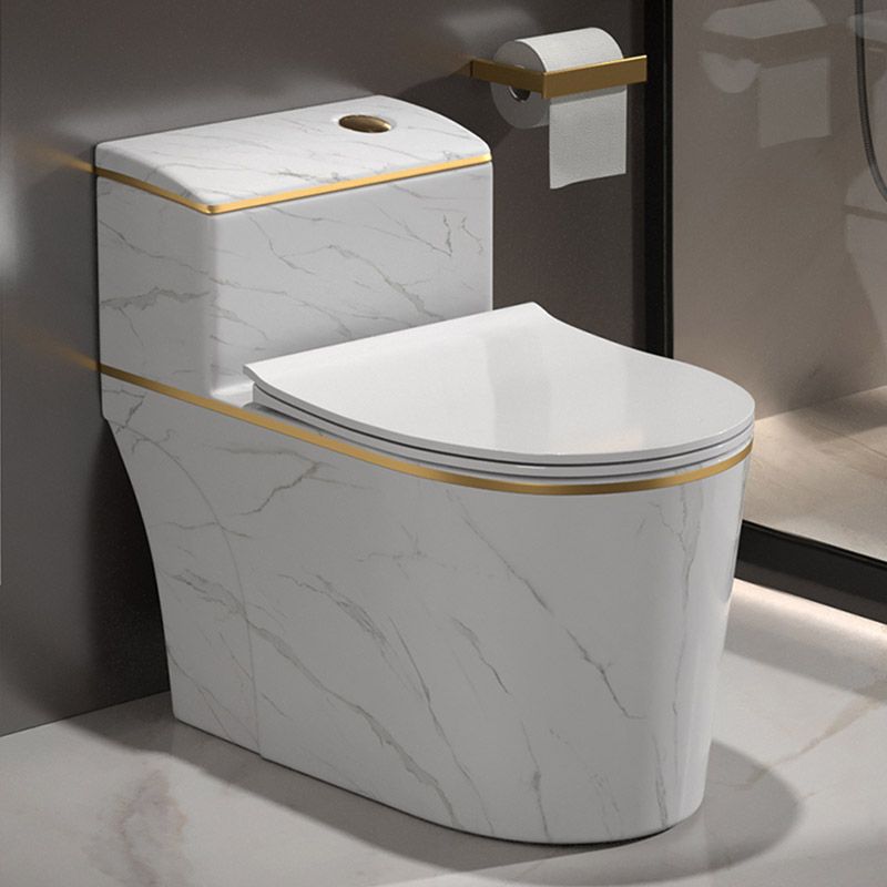 Traditional All-In-One Toilet Bowl Siphon Jet Toilet with Soft-Close Seat for Bathroom