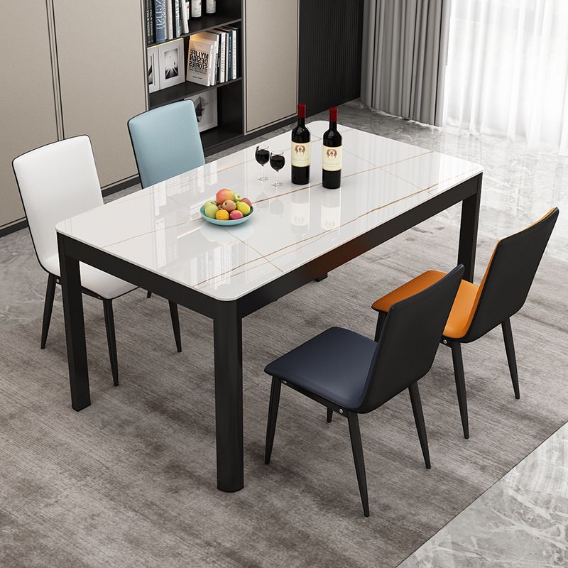 Contemporary Style Rectangle Glass Dining Site Table with 4 Legs