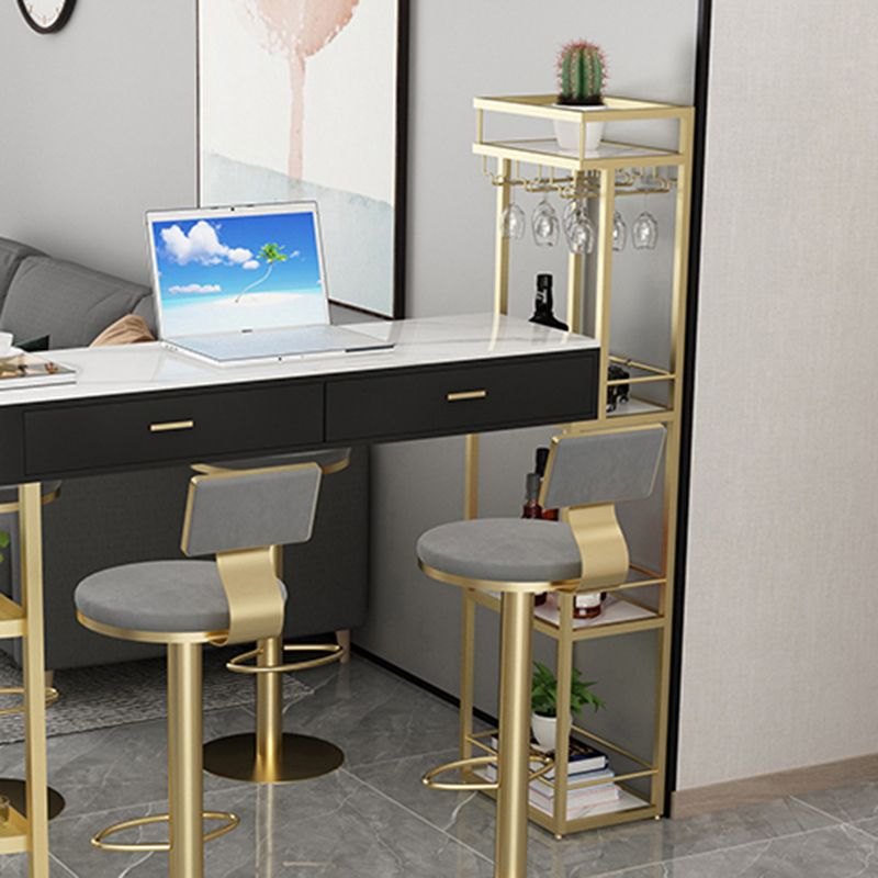 Contemporary Indoor Marble Cocktail Bar Table Storage Sled Bistro Bar Table