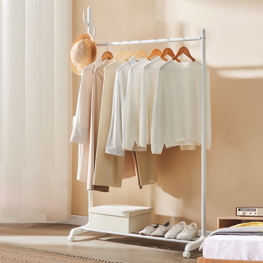 Stainless Steel Open Armoire Contemporary Style Cabinet with Clothing Rod