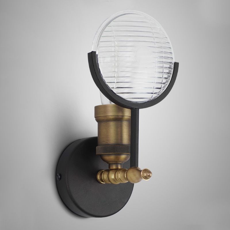 Glass Round Shade Wall Lighting Industrial Style 1 Light Wall Mounted Light Fixture in Clear