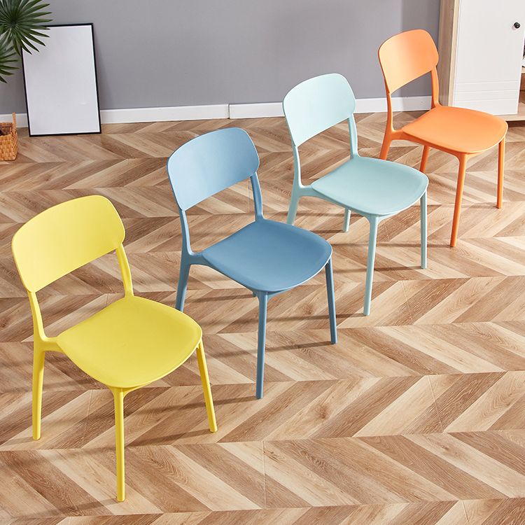 Contemporary Plastic Dining Chair Open Back Dining Side Chair for Kitchen