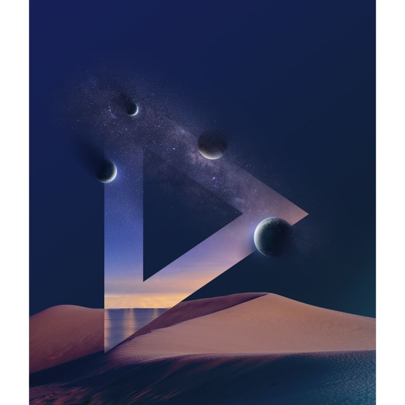 Science Fiction Planet Desert Murals Purple-Blue Waterproof Wall Art for Bedroom