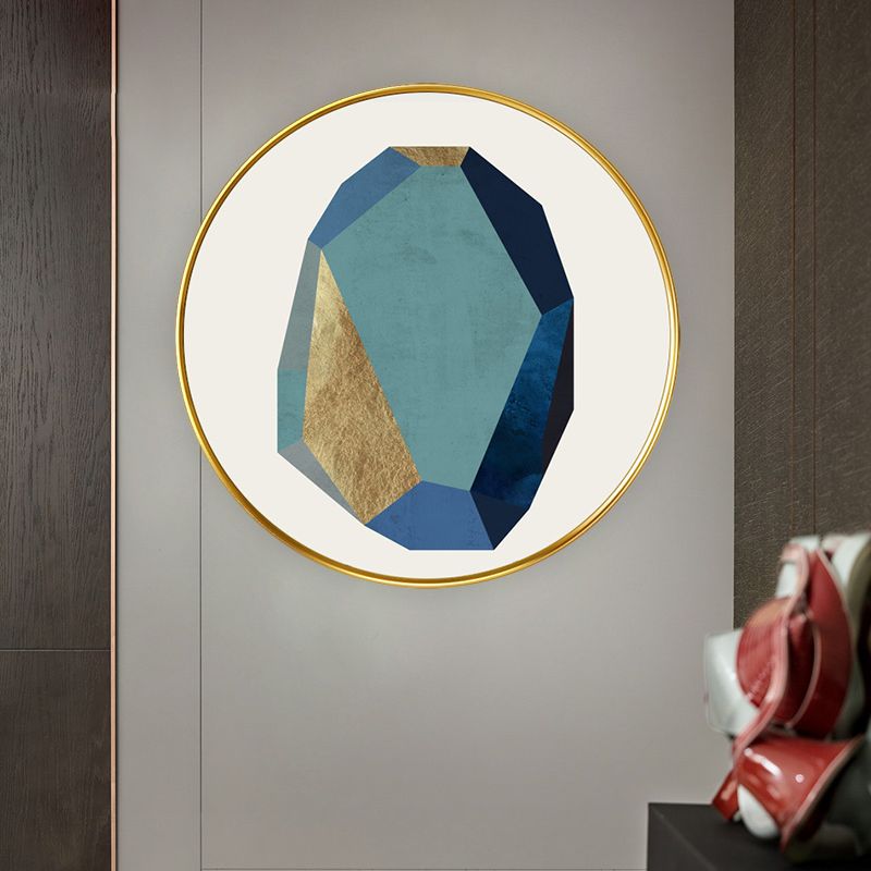 Fabric Circular Diamond Wall Mural Lamp Minimalist Style LED Wall Lighting Idea in Gold