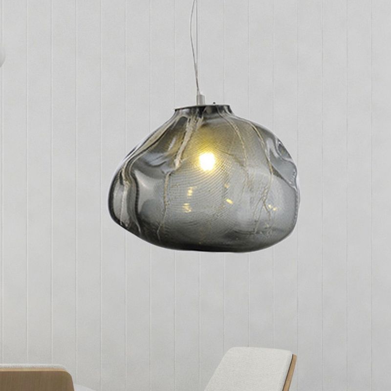 Luce a sospensione a forma di nuvola Contemporanea Clear/Smoke Grey Slown a mano 1 Bulbo Lampada per appenderla