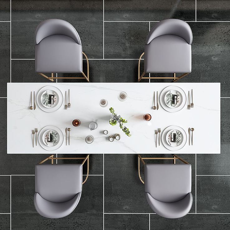 Modern Bar Table 42-inch Height White Artificial Marble Top and Metal Base Bistro Table