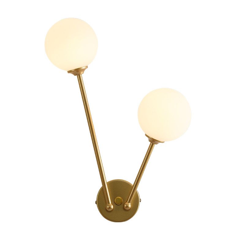 Modern Style Ball Shade Wall Light Glass 2 Light Sconces for Bedroom