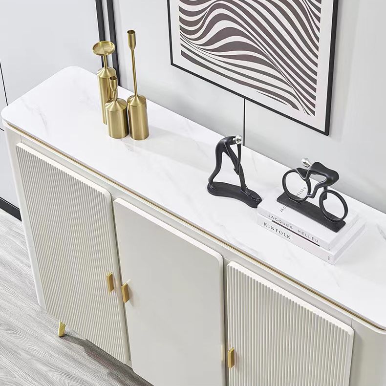 Glam Side Board Faux Marble Sideboard Table with Doors for Dining Room