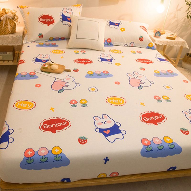 Fitted Sheet Cotton Floral Printed Ultra Soft Breathable Wrinkle Resistant Bed Sheet Set