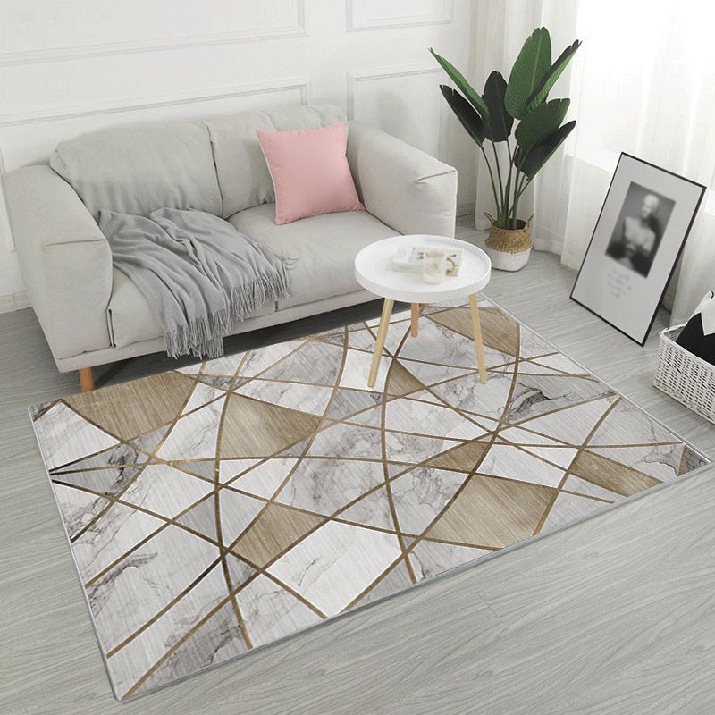 Marble Print Indoor Rug Abstract Carpet Polyester Washable Rug for Living Room