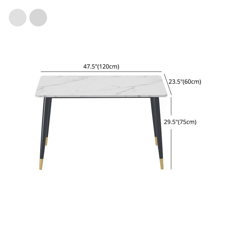 1/4/5 Pieces White Stone Dining Set Modern Solid Back Chair Rectangle Dining Furniture