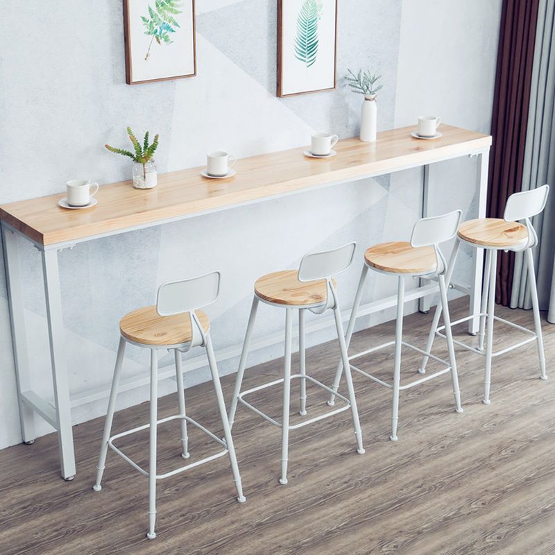 1/5 Pieces Modern Rectangular Pub Table Set Wooden Counter Table with High Stools