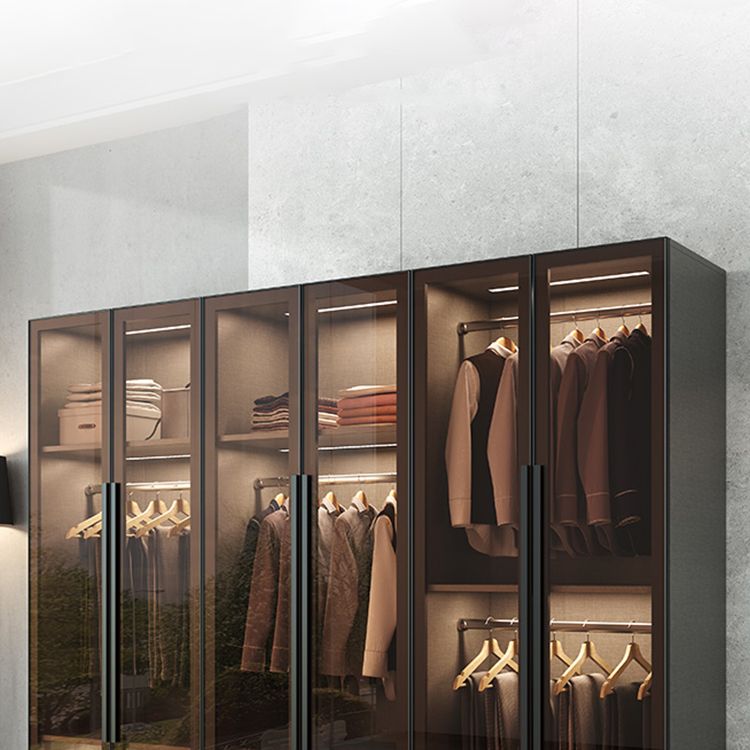 Modern Storage Cabinet with Glass Door Mirrored Finish Cabinet