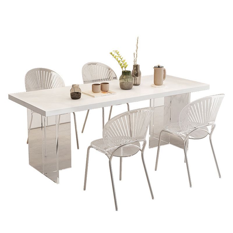 Contemporary 1/2/5 Pieces Furniture Rectangle Solid Wood Dining Set in White