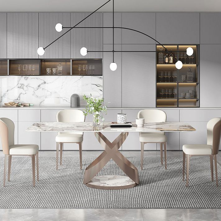 Luxurious Sintered Stone Top Dining Set Rectangle 1/4/5/7 Pieces Dining Room Table Set