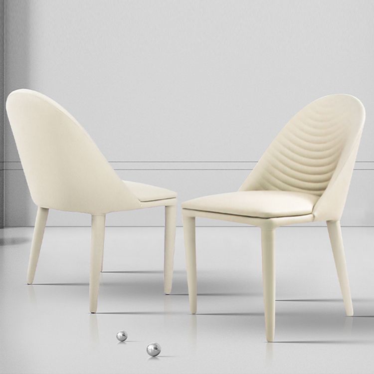 Silla de comedor de cuero PU moderna, sillas de comedor de metal sin brazos para uso doméstico