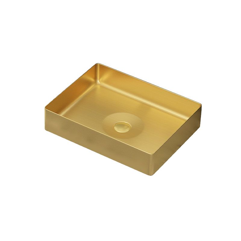 Modern Bathroom Sink with Pop-Up Drain Metal Rectangular Vessel Bathroom Sink