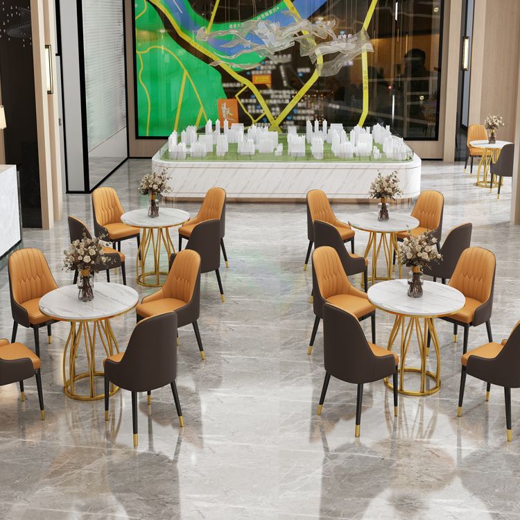 Sintered Stone White Dining Table Glam Style Pedestal Table for Dining Room